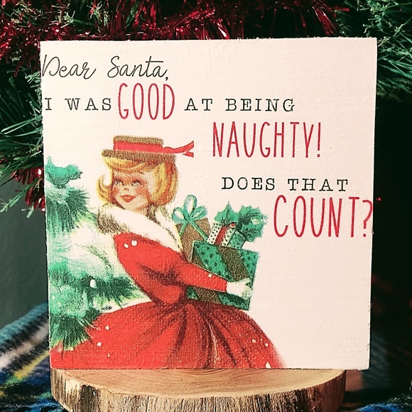 Hand Crafted Retro Style Christmas Dear Santa Mini Wood Sign/Tiered Tray Decor - Picture 1 of 5